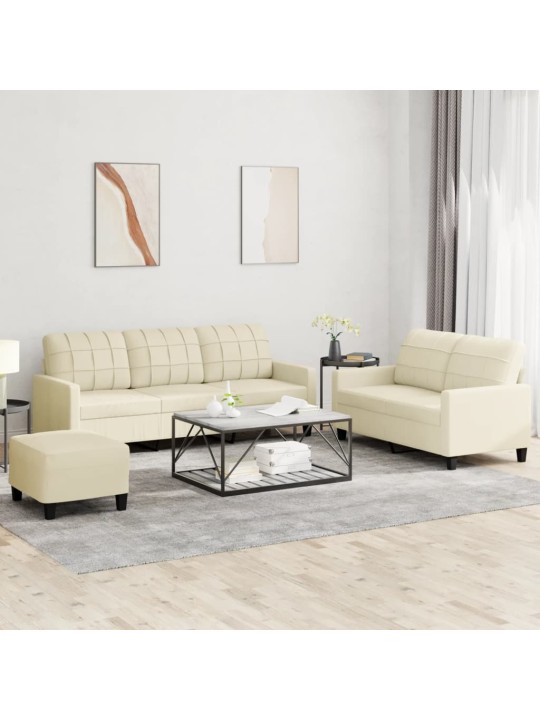 3-osaline diivanikomplekt patjadega, kreemjas, kunstnahk