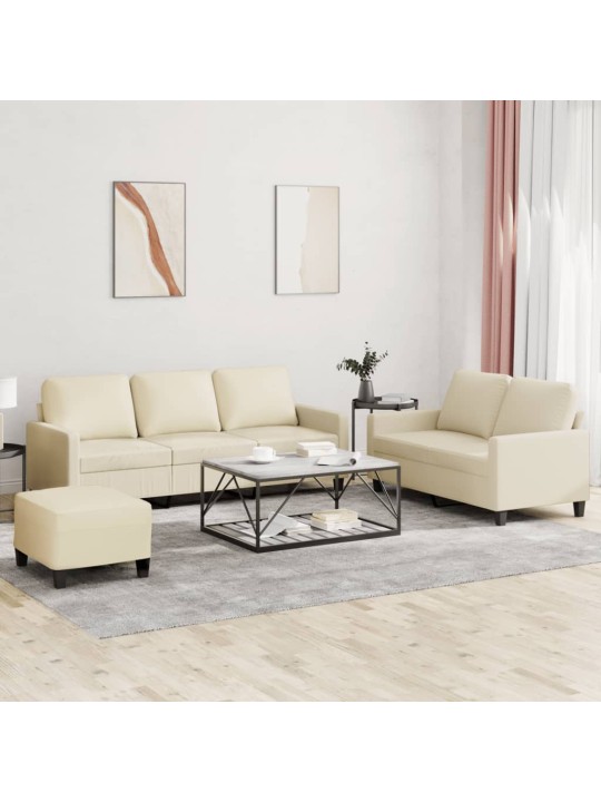 3-OSALINE DIIVANIKOMPLEKT PATJADEGA, KREEMJAS, KUNSTNAHK