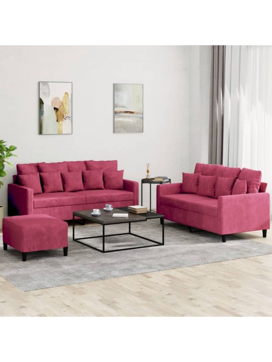 3-OSALINE DIIVANIKOMPLEKT PATJADEGA, VEINIPUNANE, SAMET