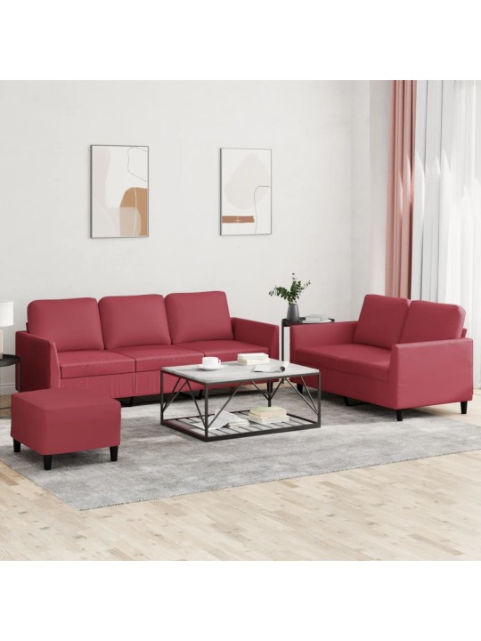 3-OSALINE DIIVANIKOMPLEKT PATJADEGA, VEINIPUNANE, KUNSTNAHK