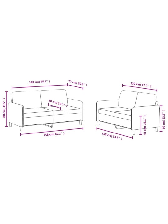 2-osaline diivanikomplekt, must, samet