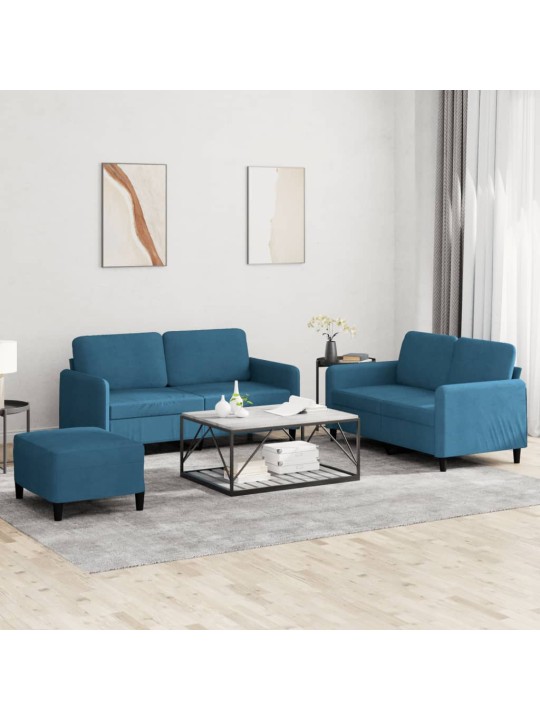 3-osaline diivanikomplekt, sinine, samet