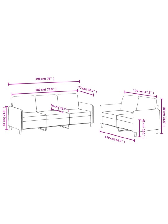 2-osaline diivanikomplekt, must, samet