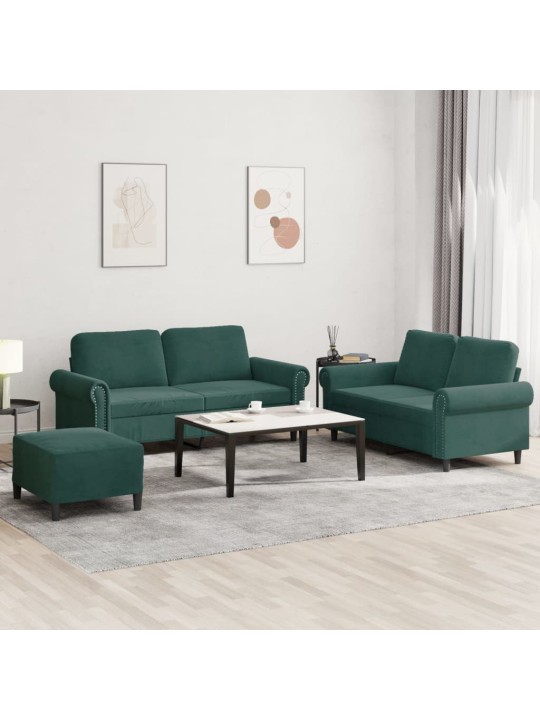 3-OSALINE DIIVANIKOMPLEKT PATJADEGA, TUMEROHELINE, SAMET