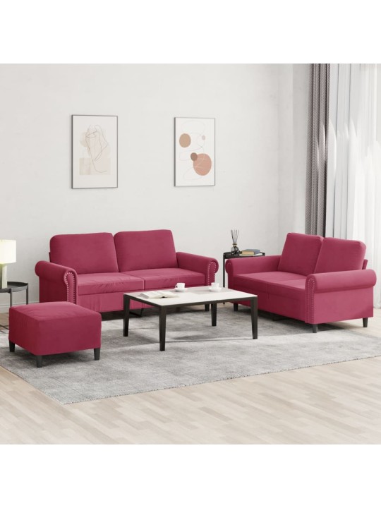 3-OSALINE DIIVANIKOMPLEKT PATJADEGA, VEINIPUNANE, SAMET