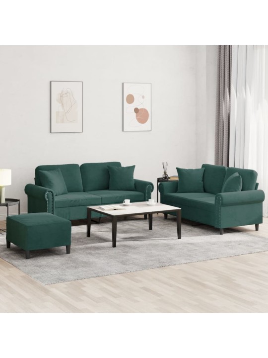 3-OSALINE DIIVANIKOMPLEKT PATJADEGA, TUMEROHELINE, SAMET