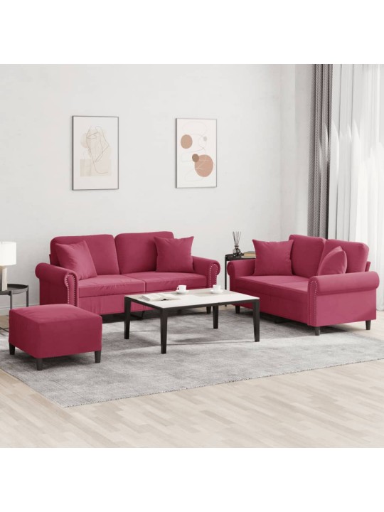 3-OSALINE DIIVANIKOMPLEKT PATJADEGA, VEINIPUNANE, SAMET