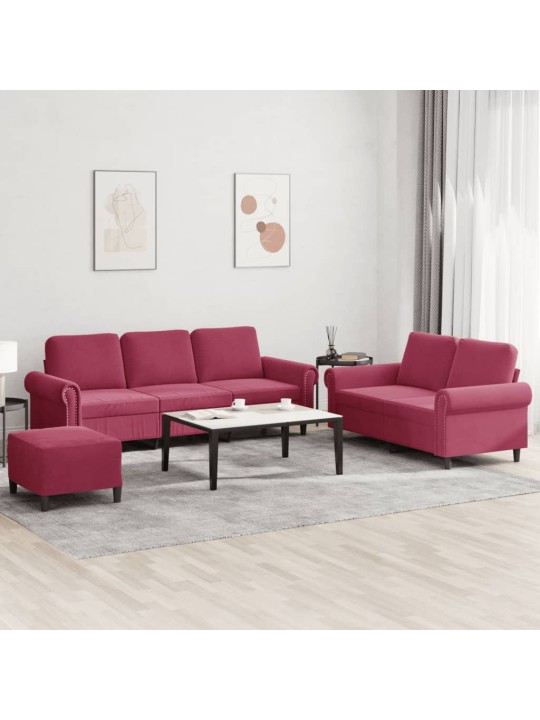 3-OSALINE DIIVANIKOMPLEKT PATJADEGA, VEINIPUNANE, SAMET