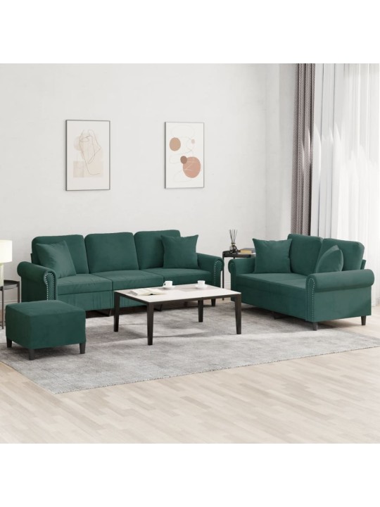 3-OSALINE DIIVANIKOMPLEKT PATJADEGA, TUMEROHELINE, SAMET