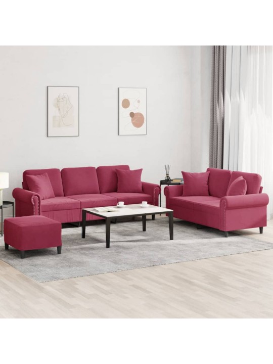 3-OSALINE DIIVANIKOMPLEKT PATJADEGA, VEINIPUNANE, SAMET