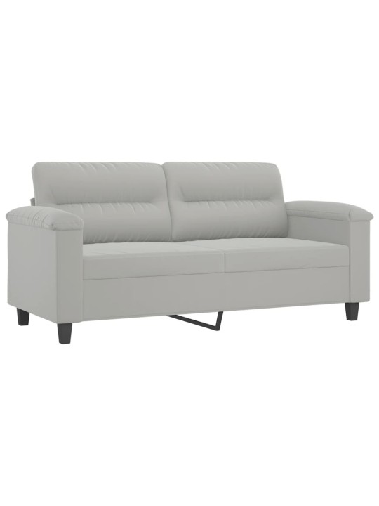 3-osaline diivanikomplekt patjadega, helehall, mikrofiiber