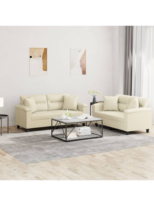 2-OSALINE DIIVANIKOMPLEKT PATJADEGA, KREEMJAS, KUNSTNAHK