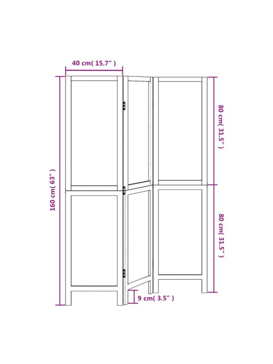 3 paneeliga ruumijagaja, tumepruun, paulownia puit