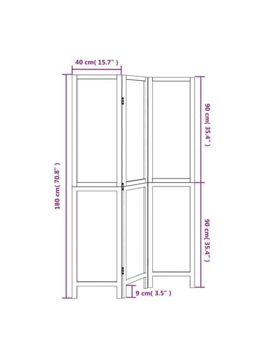 3 paneeliga ruumijagaja, tumepruun, paulownia puit