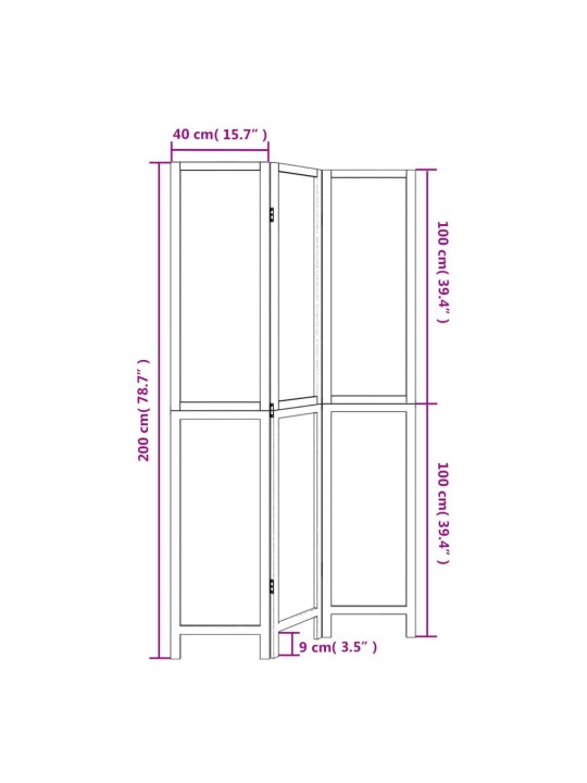 3 paneeliga ruumijagaja, tumepruun, paulownia puit