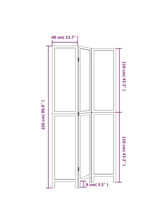 3 paneeliga ruumijagaja, tumepruun, paulownia puit