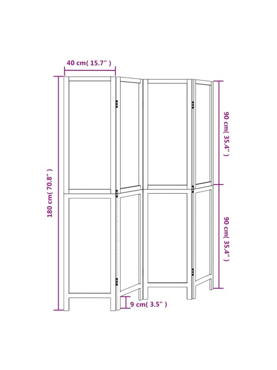 4 paneeliga ruumijagaja, tumepruun, paulownia puit
