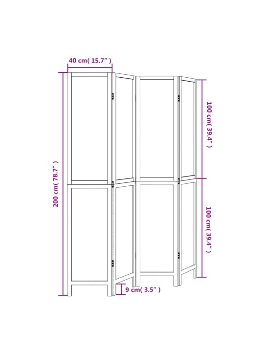 4 paneeliga ruumijagaja, tumepruun, paulownia puit