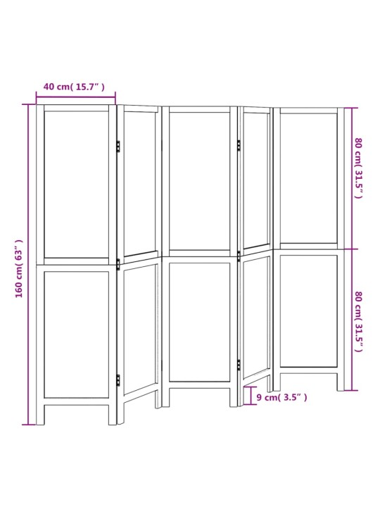 5 paneeliga ruumijagaja, tumepruun, paulownia puit