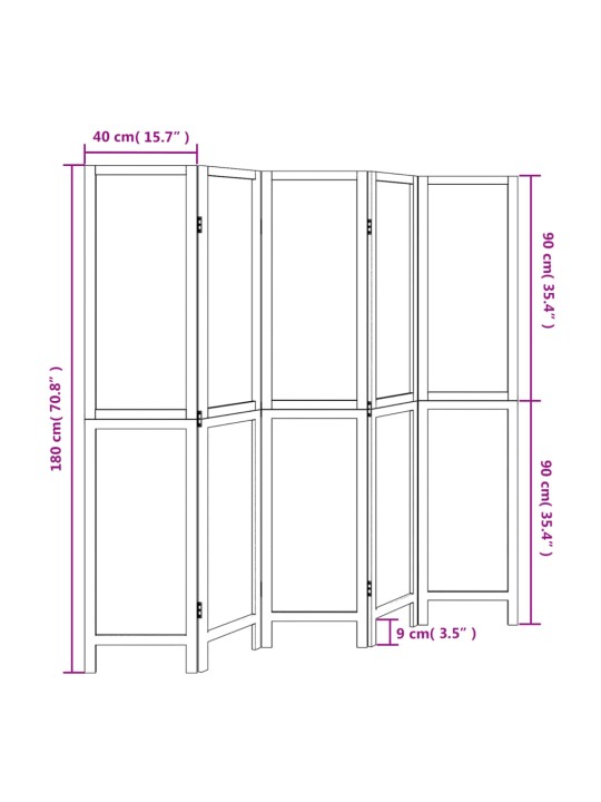 5 paneeliga ruumijagaja, tumepruun, paulownia puit