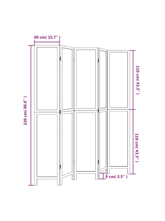 5 paneeliga ruumijagaja, tumepruun, paulownia puit