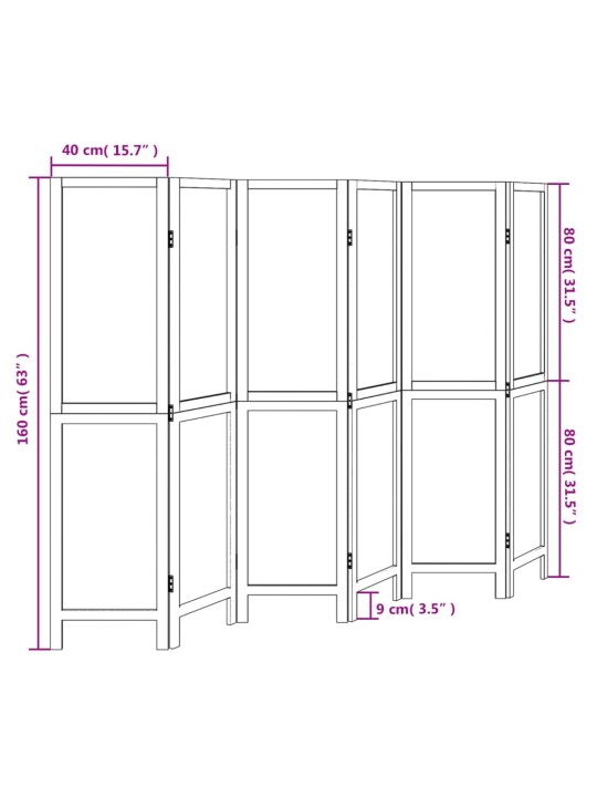 6 paneeliga ruumijagaja, tumepruun, paulownia puit