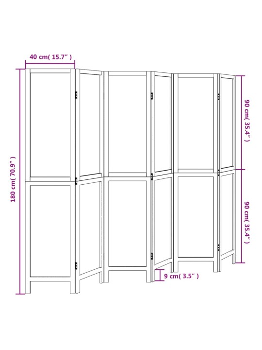 6 paneeliga ruumijagaja, tumepruun, paulownia puit