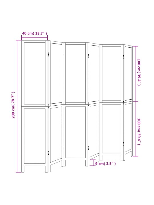 6 paneeliga ruumijagaja, tumepruun, paulownia puit