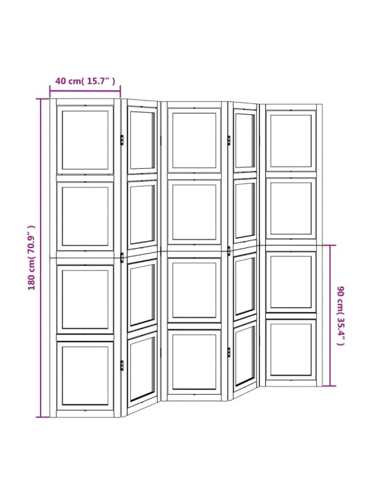 5 paneeliga ruumijagaja, valge, paulownia puit