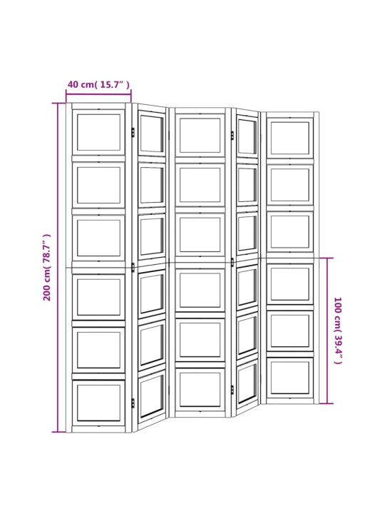 5 paneeliga ruumijagaja, valge, paulownia puit