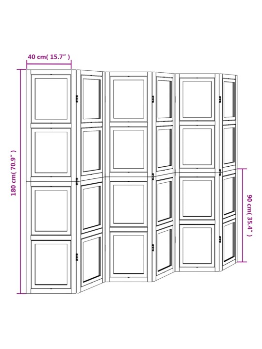 6 paneeliga ruumijagaja, valge, paulownia puit