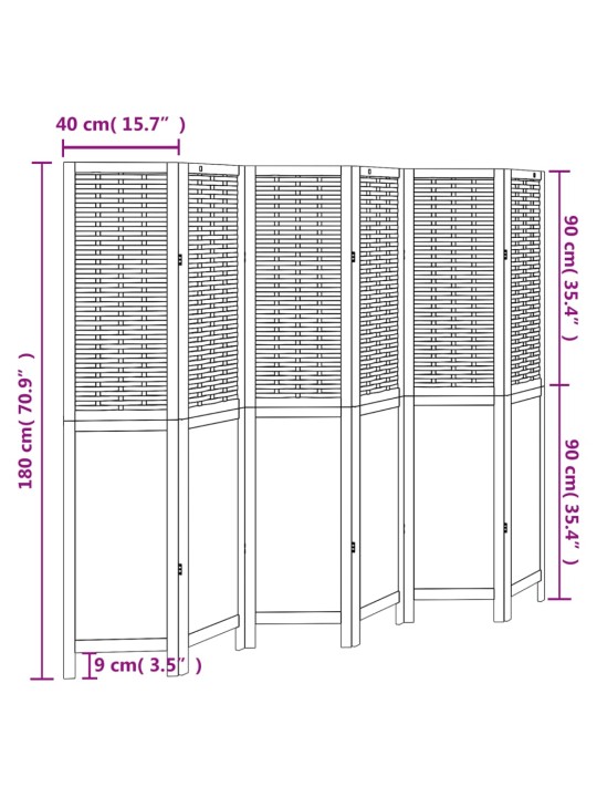 6 paneeliga ruumijagaja, tumepruun, paulownia puit
