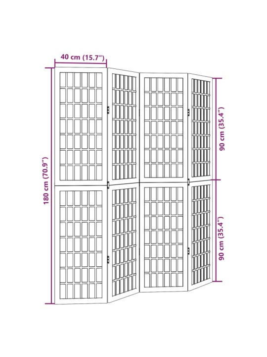 4 paneeliga ruumijagaja, valge, paulownia puit