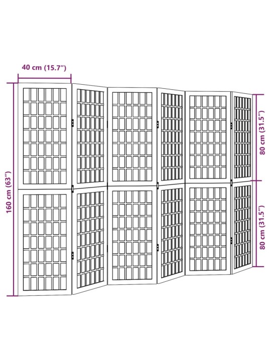 6 paneeliga ruumijagaja, valge, paulownia puit