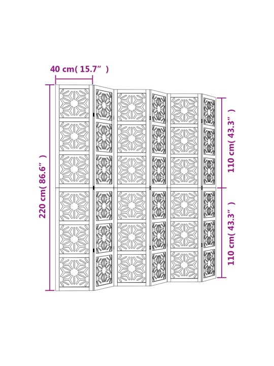 6 PANEELIGA RUUMIJAGAJA, PRUUN JA MUST, PAULOWNIA PUIT