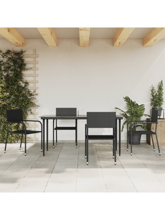 5-osaline aia söögimööbli komplekt, must, polürotang ja teras