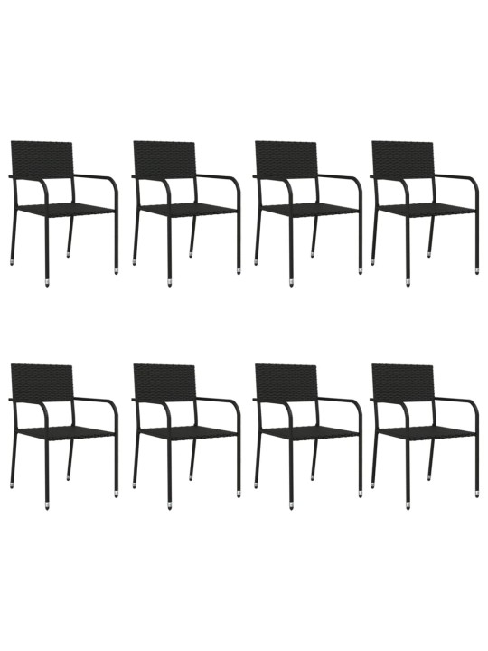 9-OSALINE AIA SÖÖGIMÖÖBLI KOMPLEKT, MUST, POLÜROTANG JA TERAS