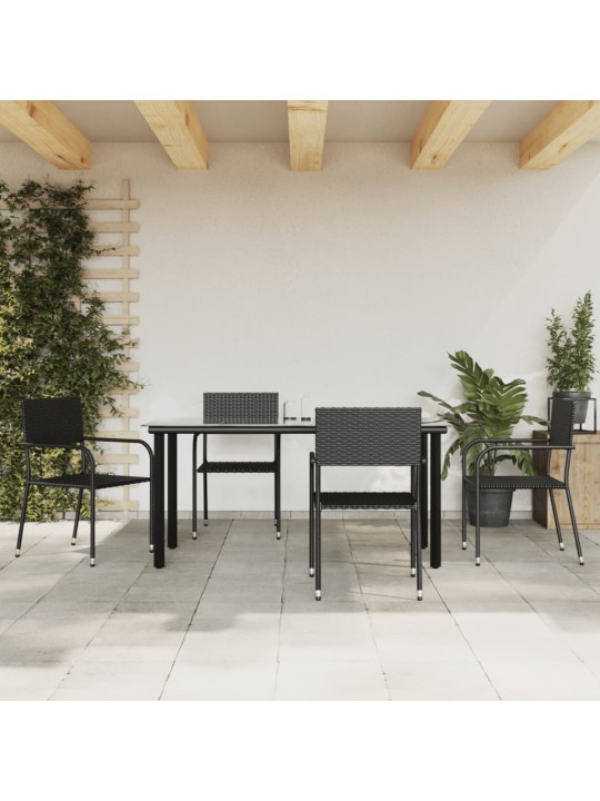 5-osaline aia söögimööbli komplekt, must, polürotang ja teras
