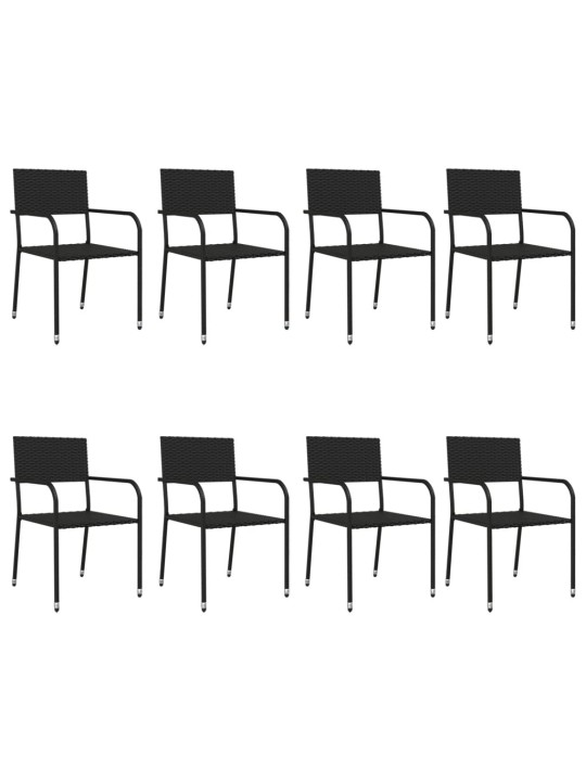 9-OSALINE AIA SÖÖGIMÖÖBLI KOMPLEKT, MUST, POLÜROTANG JA TERAS