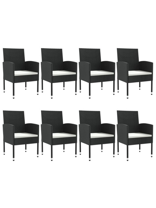 9-osaline aia söögimööbli komplekt, must, polürotang ja teras