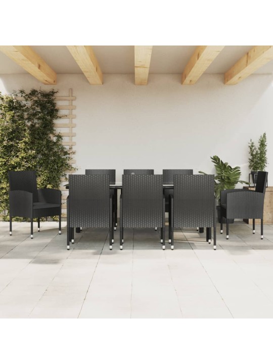 9-OSALINE AIA SÖÖGIMÖÖBLI KOMPLEKT, MUST, POLÜROTANG JA TERAS