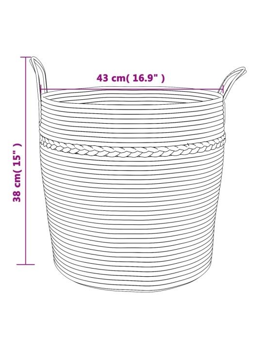 Hoiukorv, hall ja valge, ø43x38 cm, puuvill