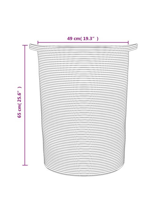 Hoiukorv, hall ja valge, ø49x65 cm, puuvill