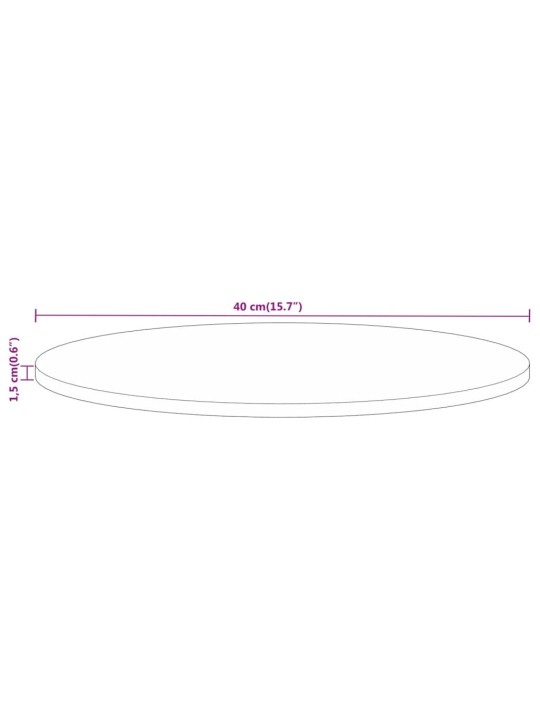 Ümmargune lauaplaat, ø40 x 1,5 cm, töötlemata mangopuit