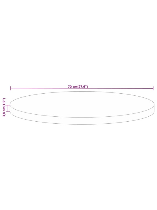 Ümmargune lauaplaat, ø70x3,8 cm, taastatud puit