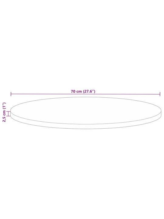 Ümmargune lauaplaat, ø70x2,5 cm, taastatud puit