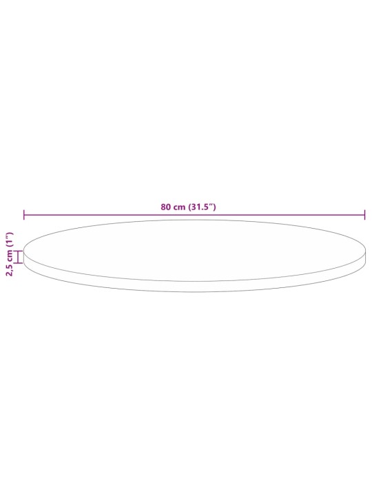 Ümmargune lauaplaat, ø80 x 2,5 cm, taastatud puit