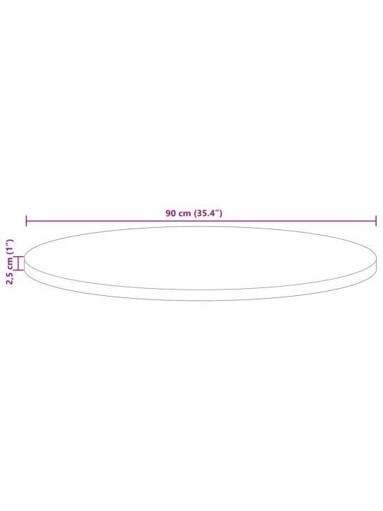 Ümmargune lauaplaat, ø90 x 2,5 cm, taastatud puit