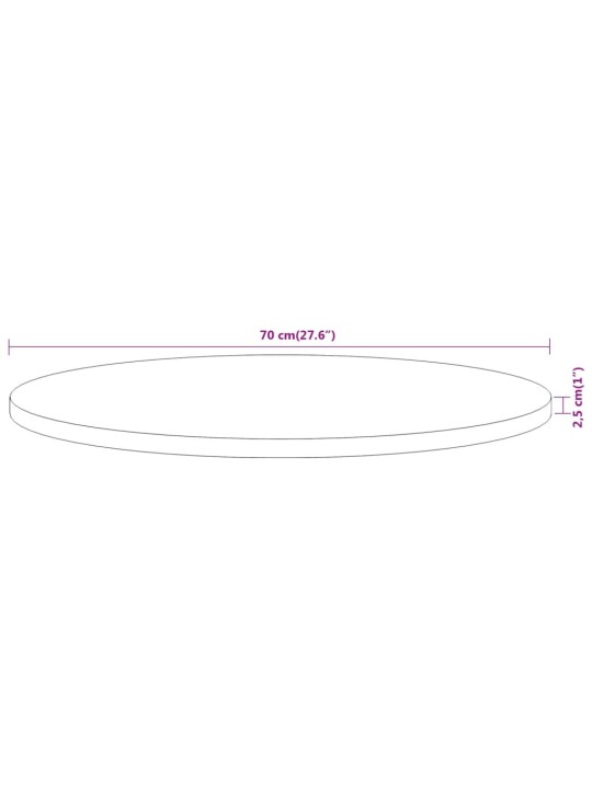 Lauaplaat, ø70 x 2,5 cm, ümmargune, akaatsiapuit