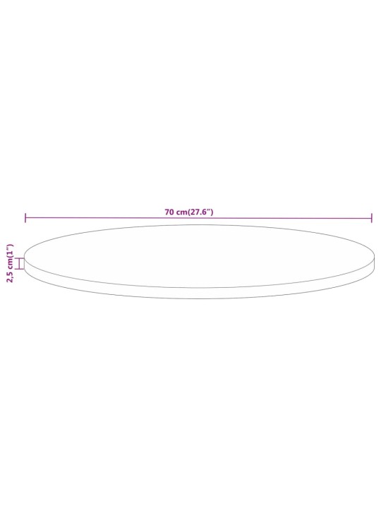 Ümmargune lauaplaat, ø70x2,5 cm, mangopuit